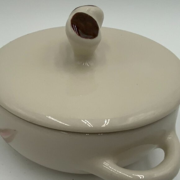 Vintage 1940's Winfield Ware Pottery Dragon Flower 5 1/2" Covered Casserole Dish - Picture 3 of 7